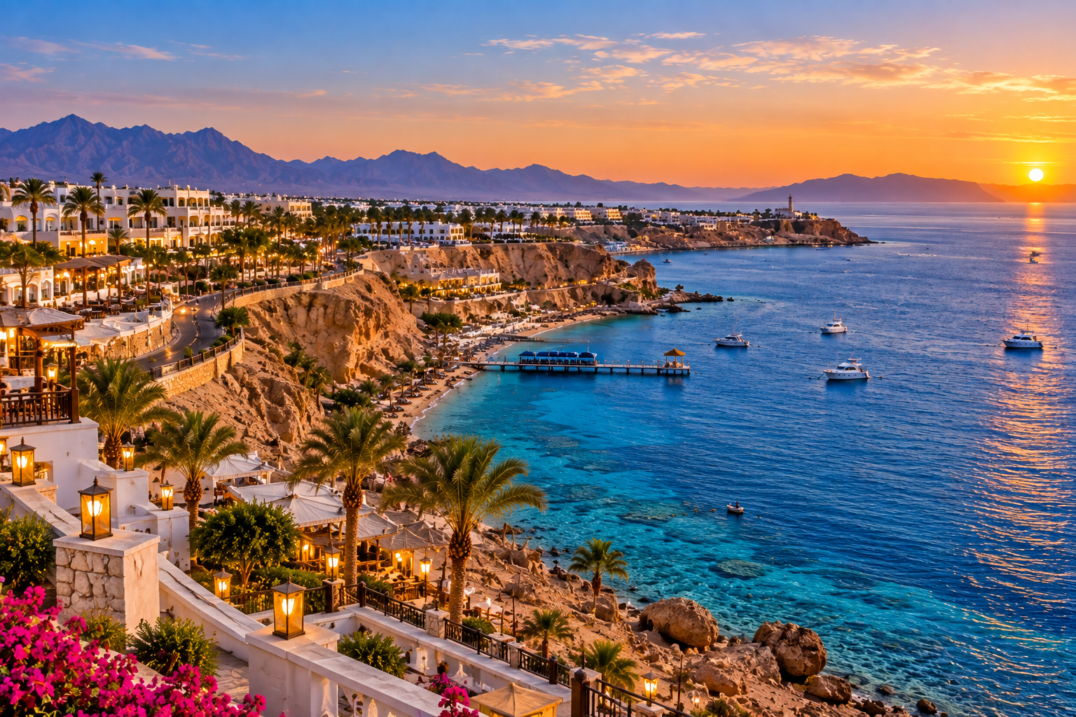 Hadaba coastline and Red Sea resorts in Sharm El Sheikh